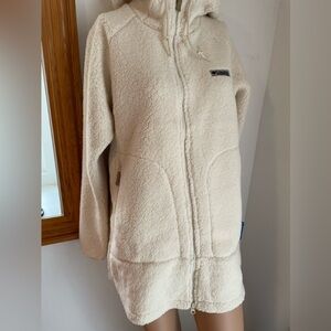 NWT 🎁 25”PTP XL Columbia Sherpa teddy fleece jacket hoodie luscious cream